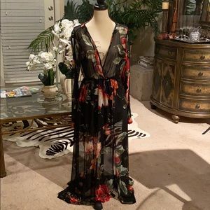 Red Flower Maxi Dress #191